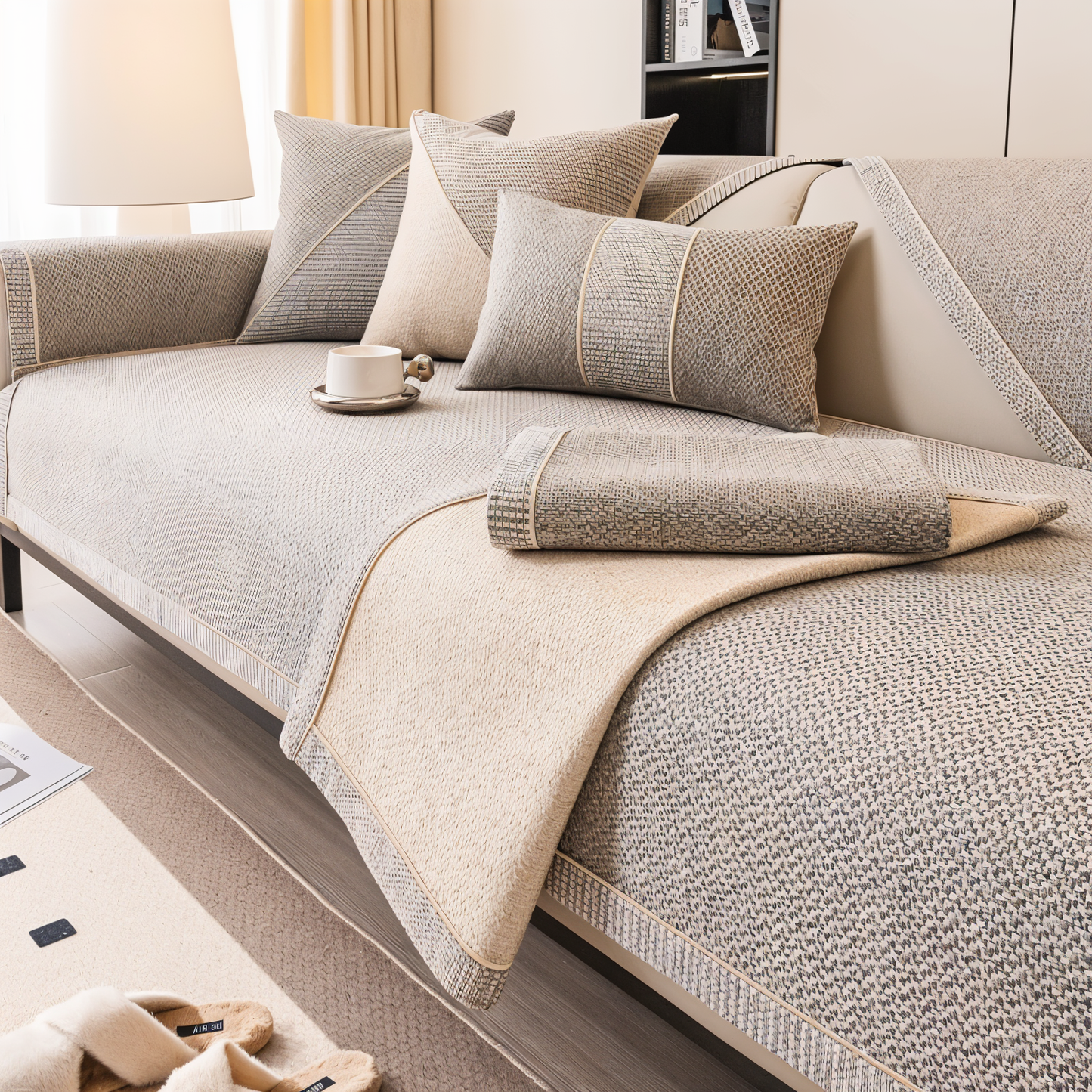 Luxe Anti-Slip Sofa Protector – Premium Polyester, Machine Washable, Elegant Home Décor