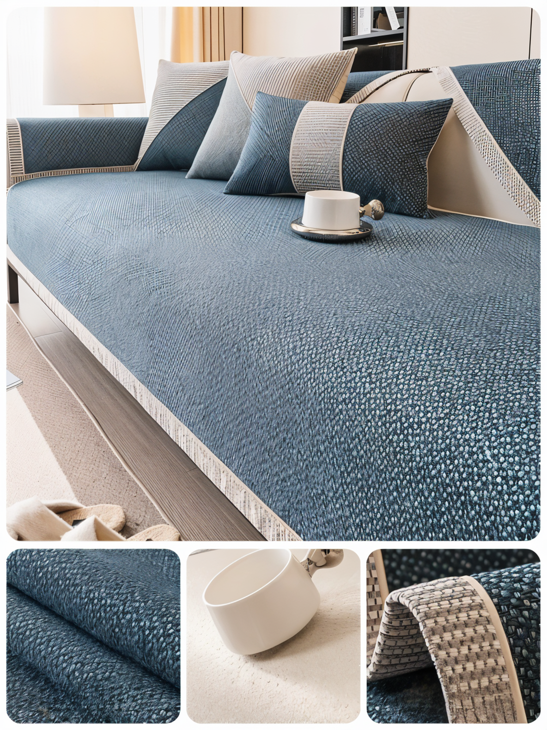 Luxe Anti-Slip Sofa Protector – Premium Polyester, Machine Washable, Elegant Home Décor