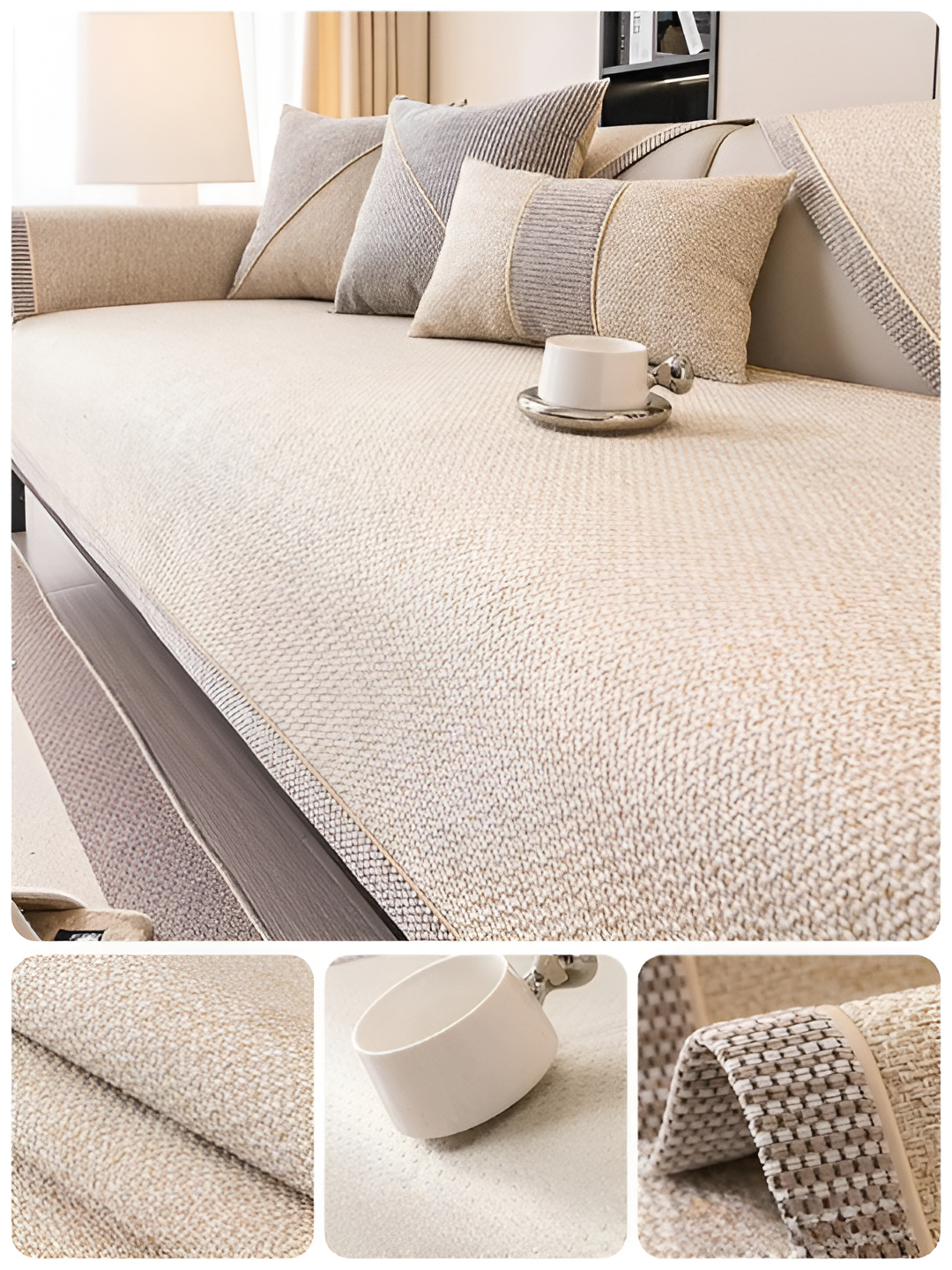 Luxe Anti-Slip Sofa Protector – Premium Polyester, Machine Washable, Elegant Home Décor