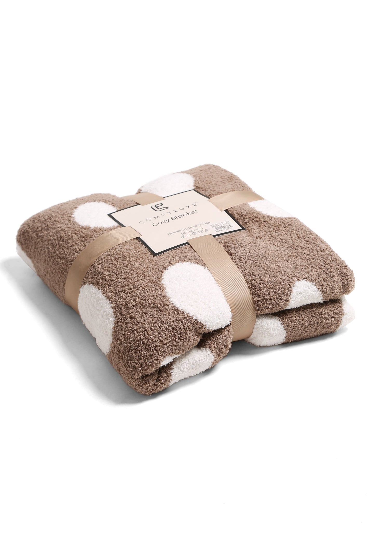 Polka Dot Luxe Fleece Throw Blanket – Soft & Cozy Microfiber Plaid in Blue or Coffee Brown (130x150 cm)