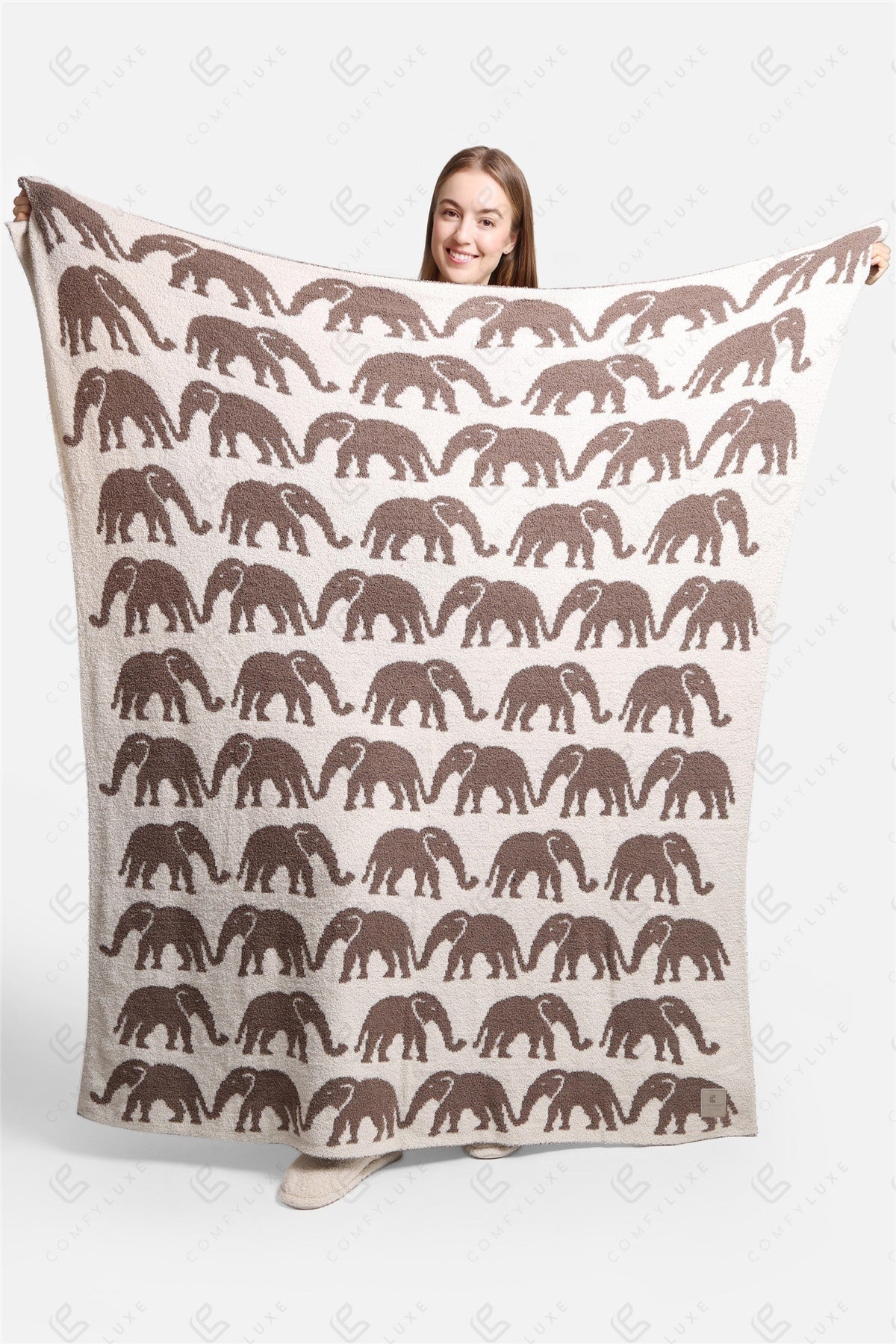 Elephant Print Luxury Soft Fleece Throw Blanket Microfiber Plush