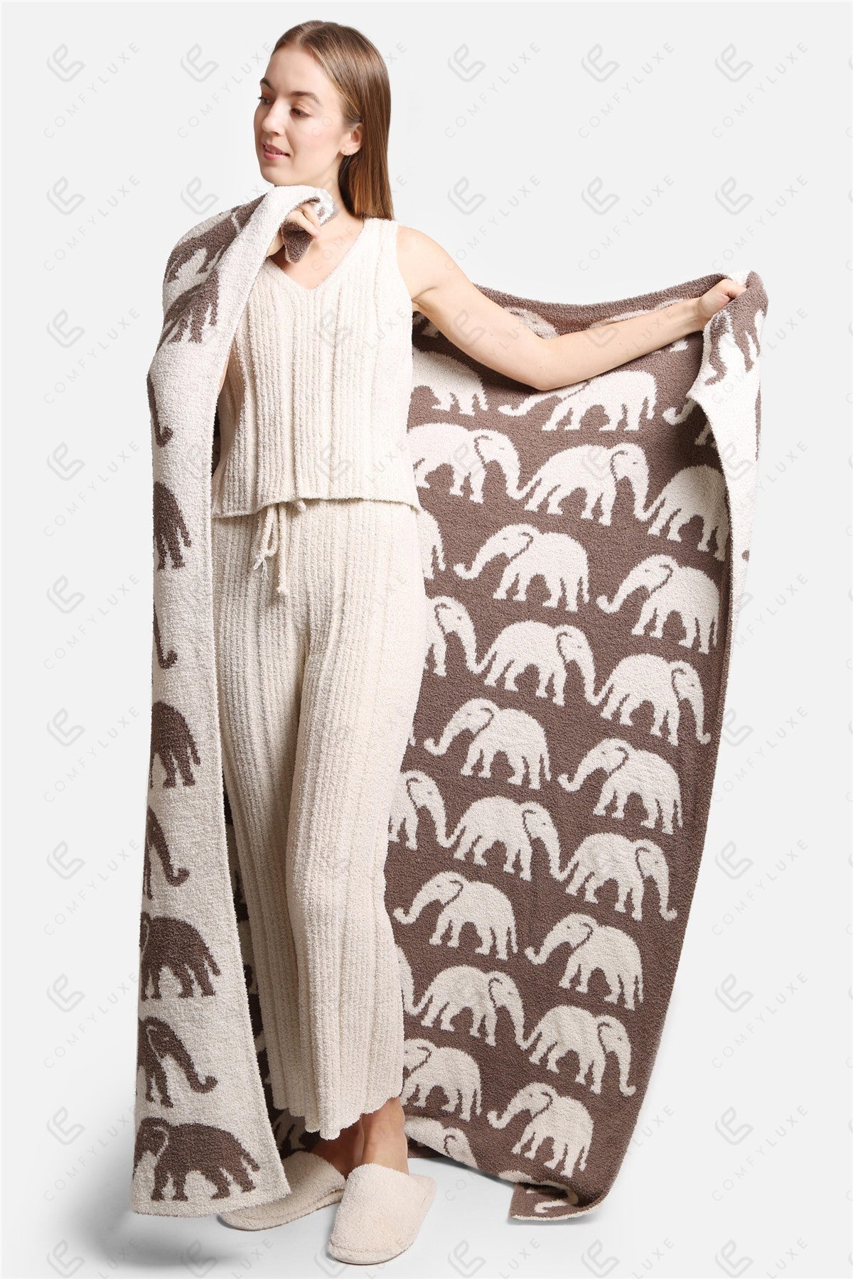 Elephant Print Luxury Soft Fleece Throw Blanket Microfiber Plush