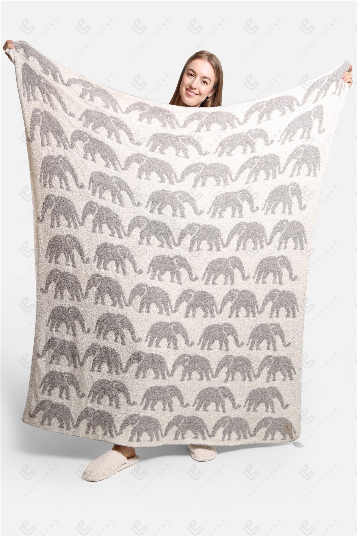Elephant Print Luxury Soft Fleece Throw Blanket Microfiber Plush