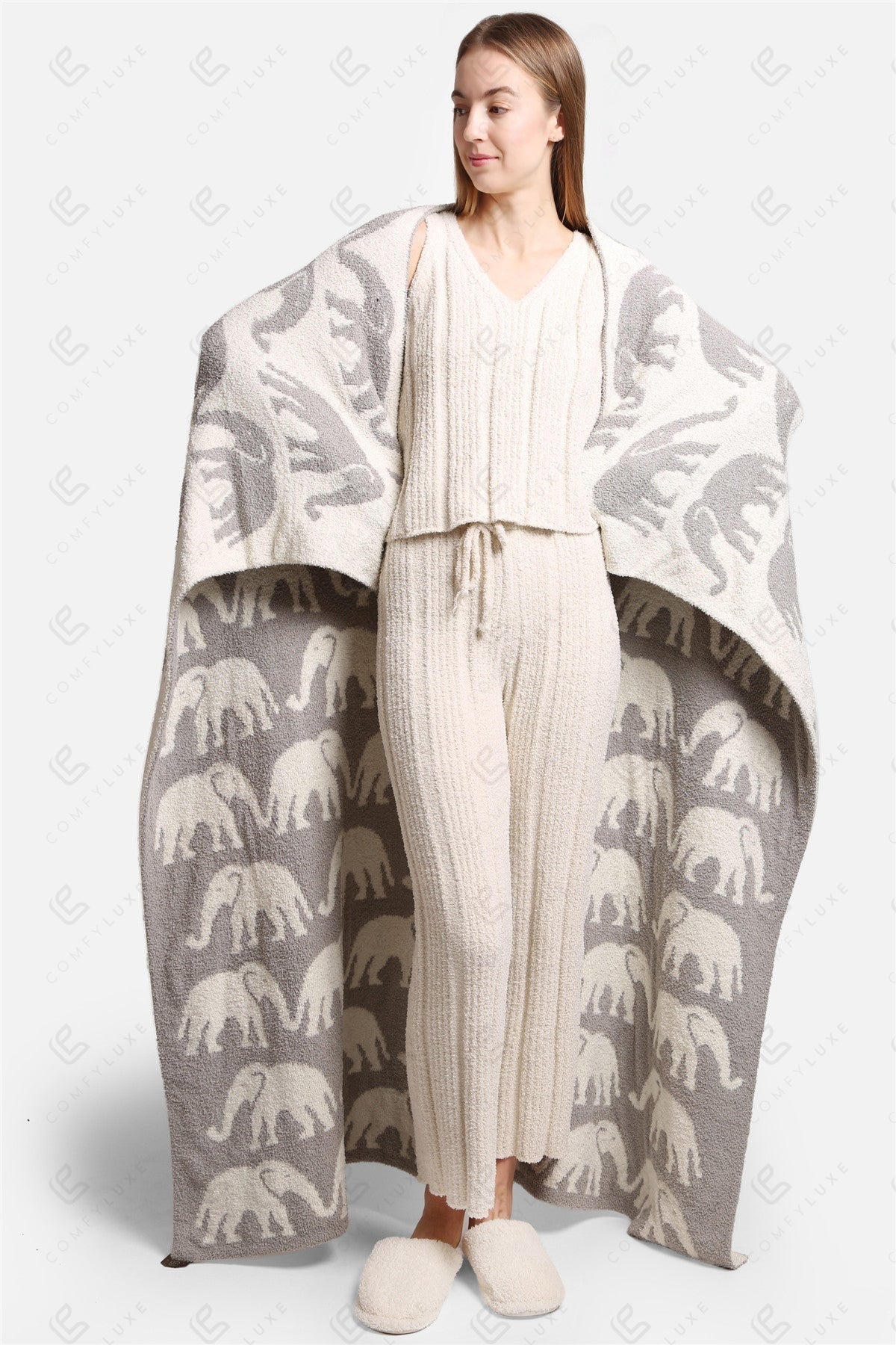 Elephant Print Luxury Soft Fleece Throw Blanket Microfiber Plush