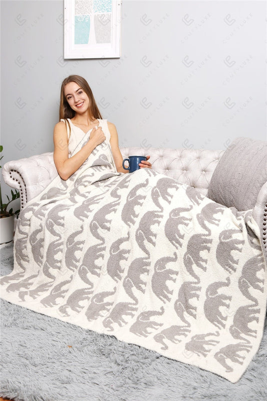 Elephant Print Luxury Soft Fleece Throw Blanket Microfiber Plush