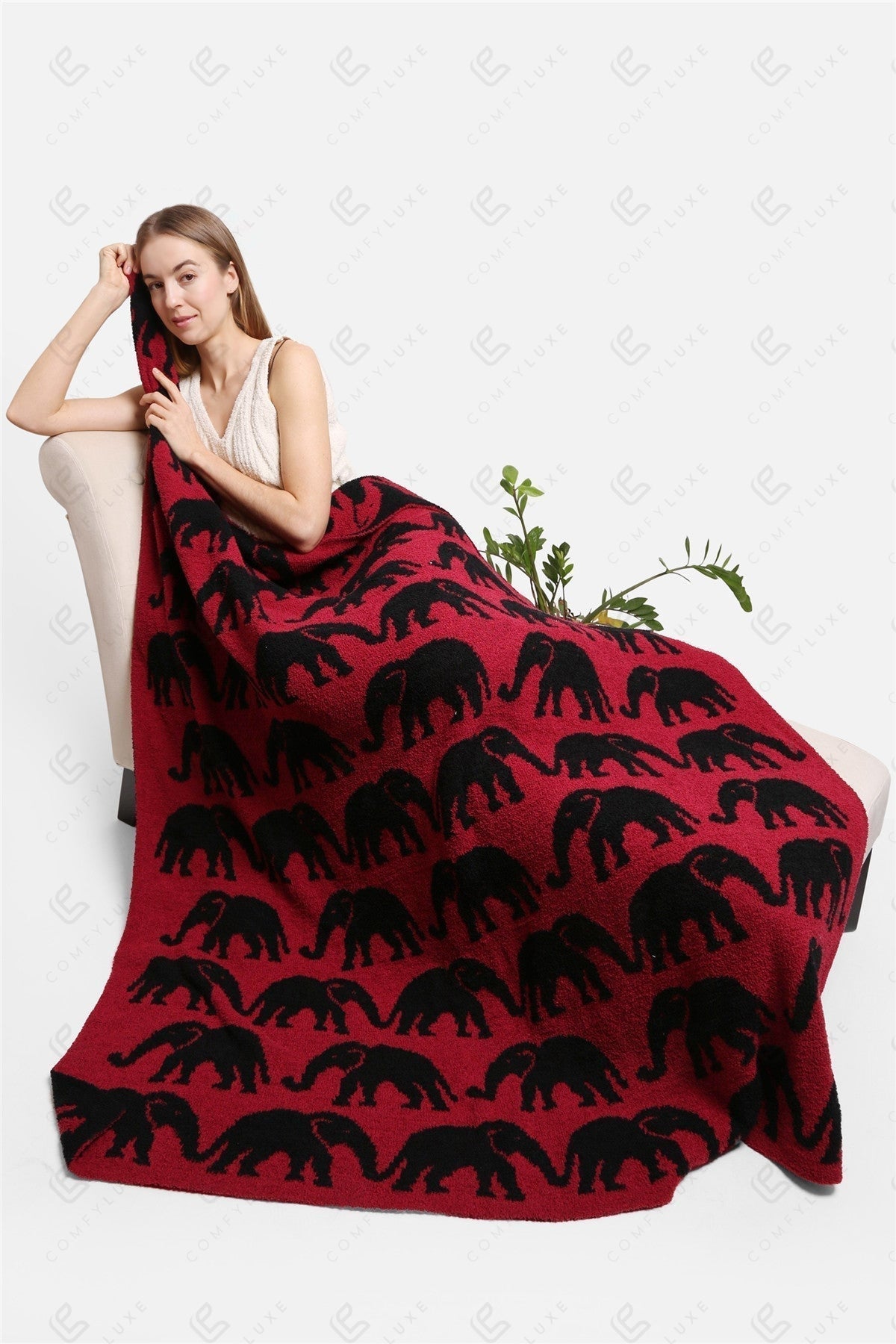 Elephant Print Luxury Soft Fleece Throw Blanket Microfiber Plush