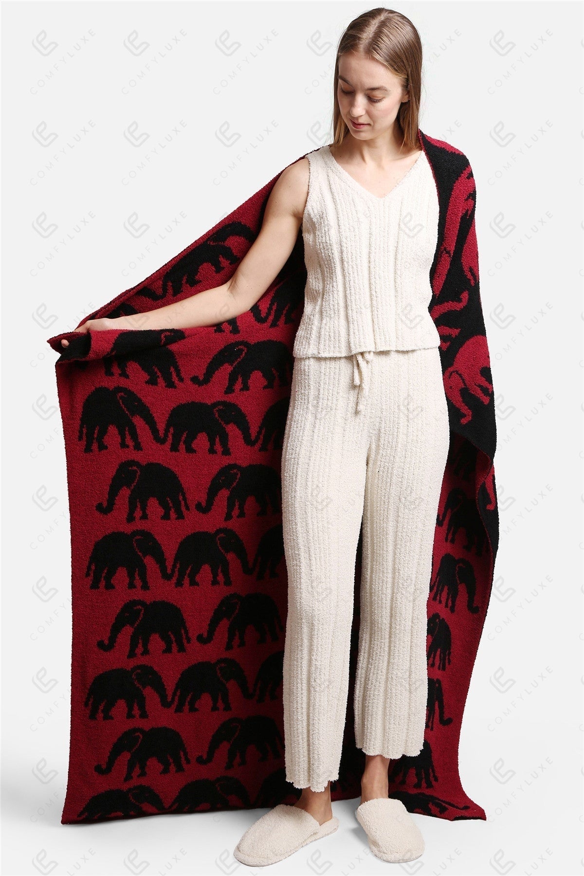 Elephant Print Luxury Soft Fleece Throw Blanket Microfiber Plush