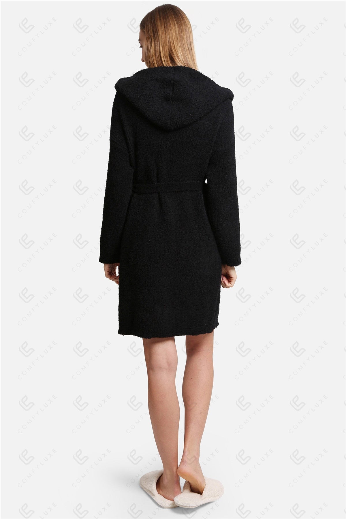 Luxurious Hooded Microfiber Bathrobe – Ultra-Soft, Lightweight Spa Robe with Front Pockets & Adjustable Belt