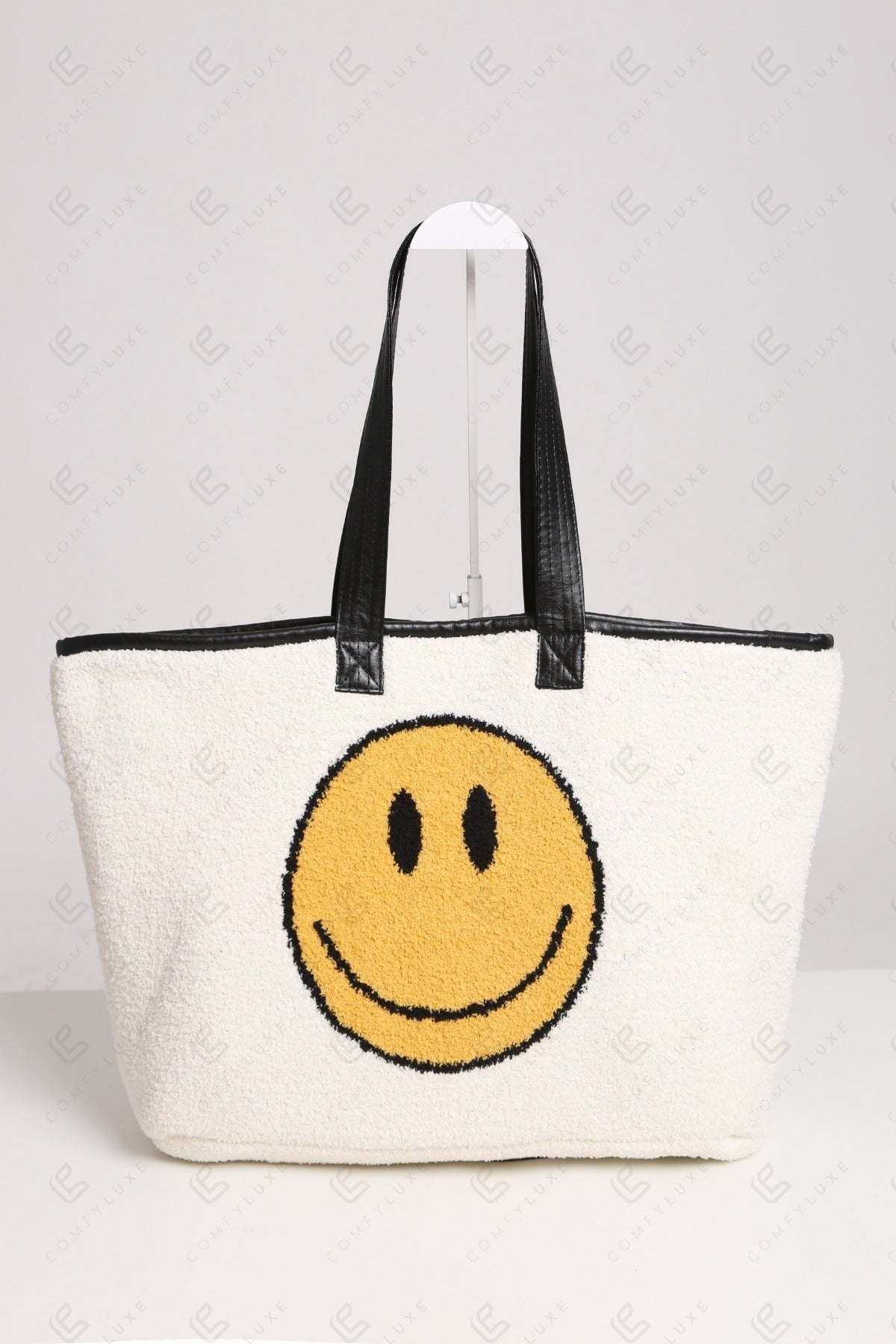 Happy Face Tote Bag – Spacious & Soft Smiley Print Shopper