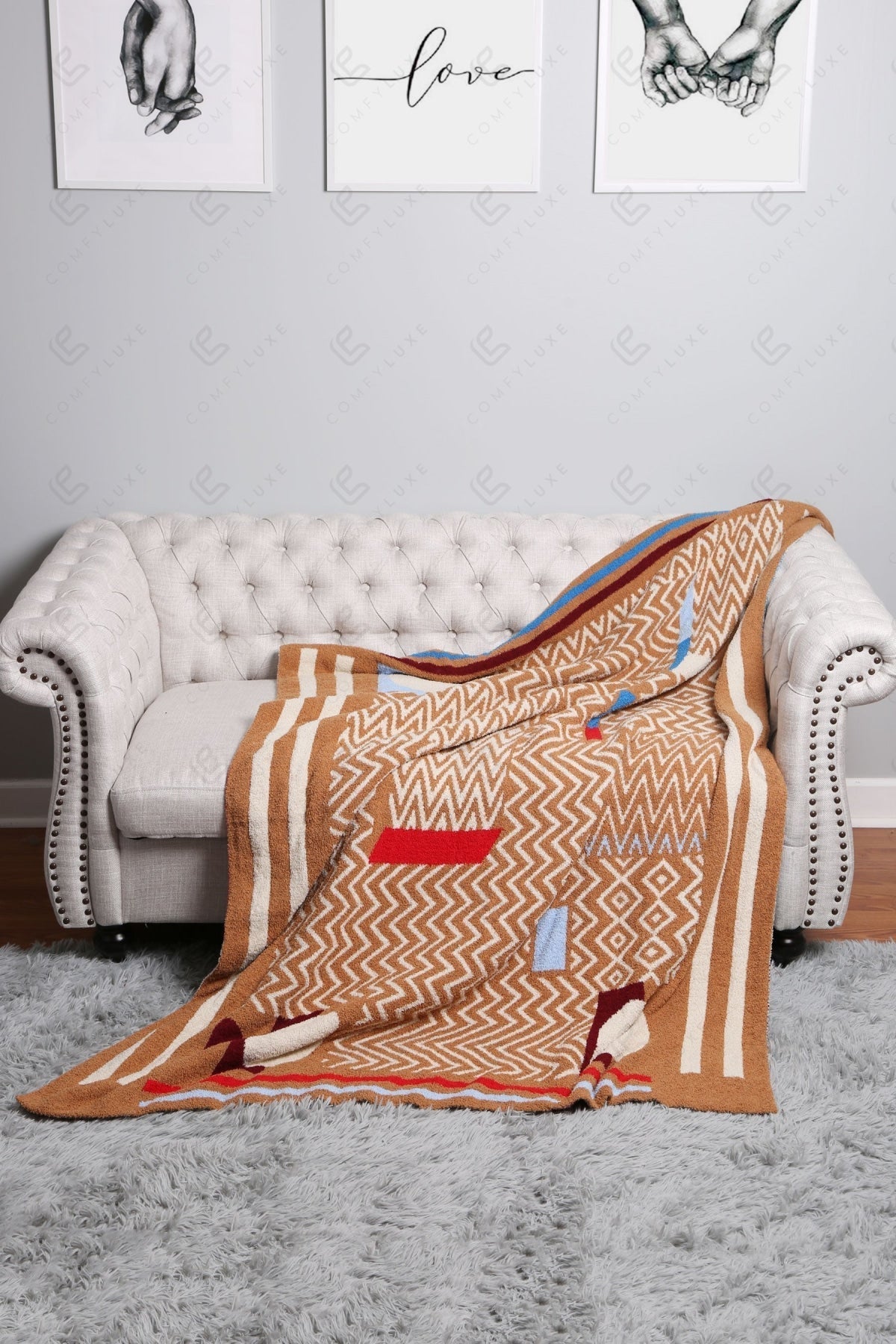 Ultra-Soft Geometric Fleece Throw Blanket 50×60 | 100% Polyester Microfiber, Warm Decorative Couch & Bed Throw