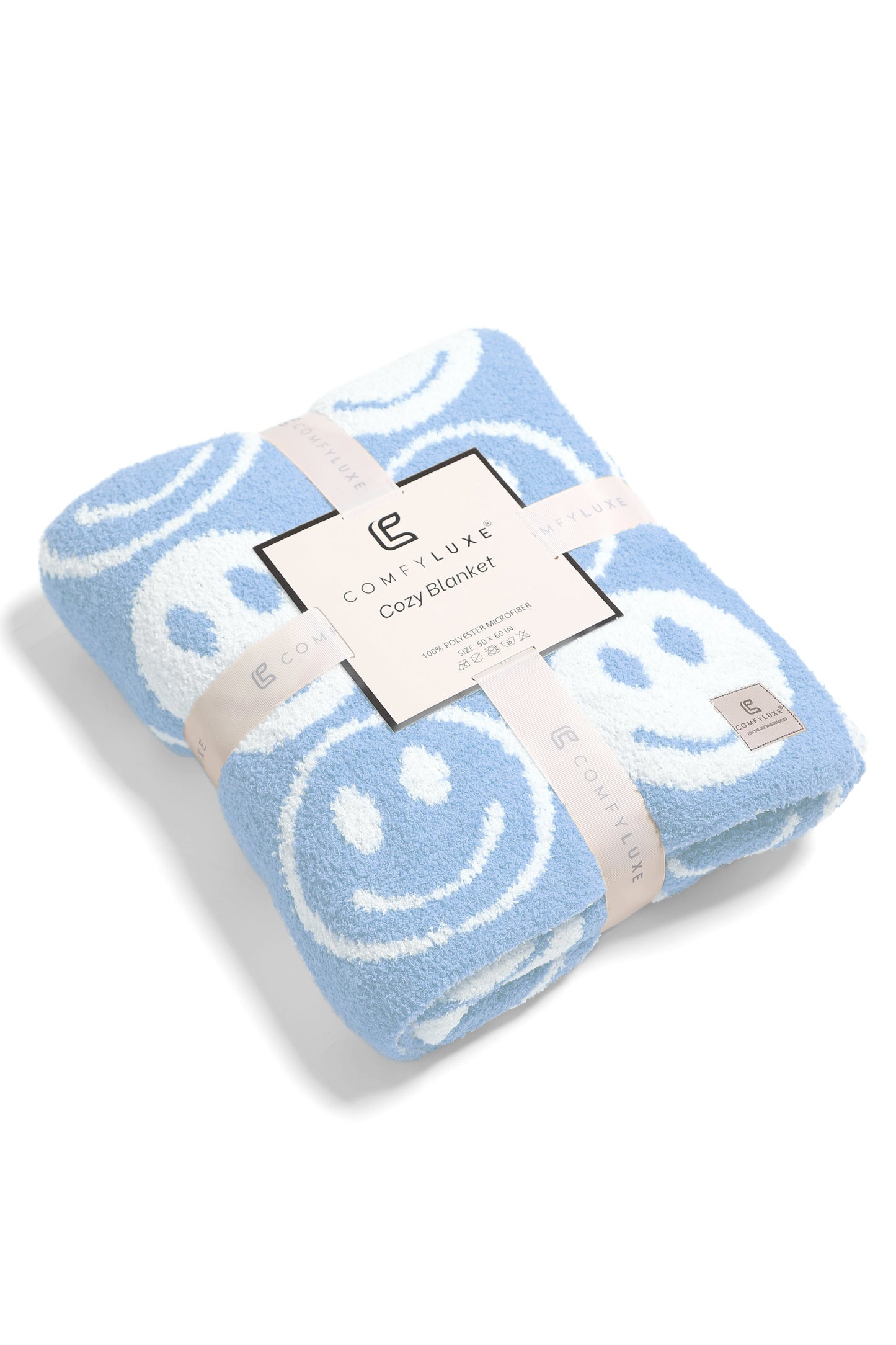 Mini Happy Face Luxe Fleece Throw Blanket – Ultra-Soft Polyester Microfiber, 130×150 cm, Cozy & Stylish Home Décor
