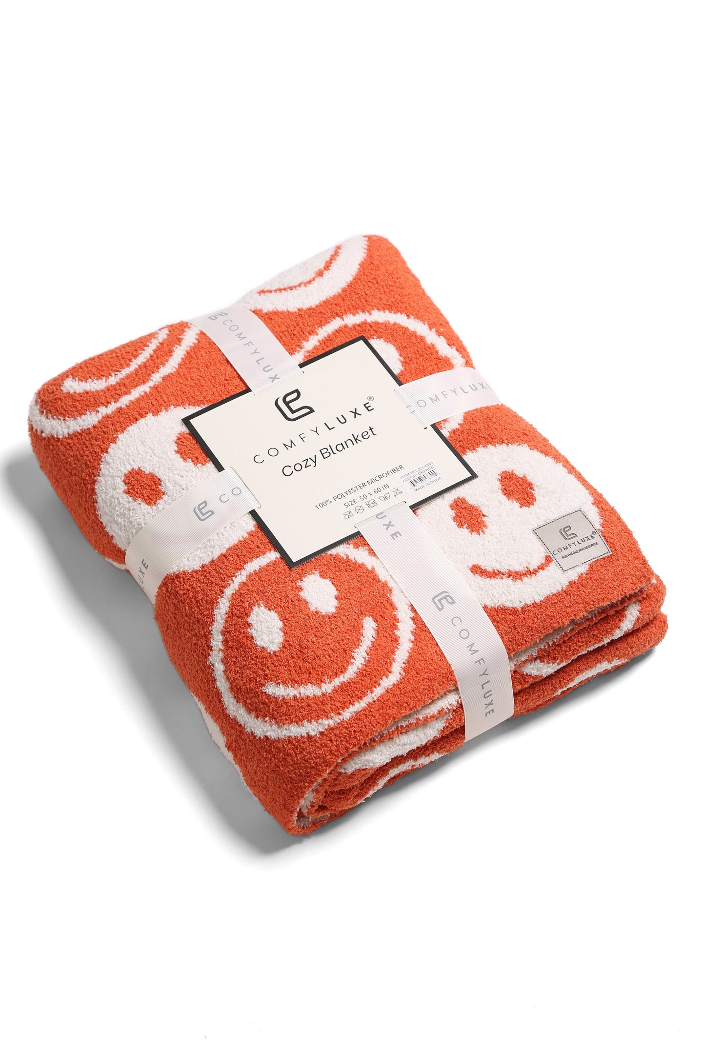 Mini Happy Face Luxe Fleece Throw Blanket – Ultra-Soft Polyester Microfiber, 130×150 cm, Cozy & Stylish Home Décor