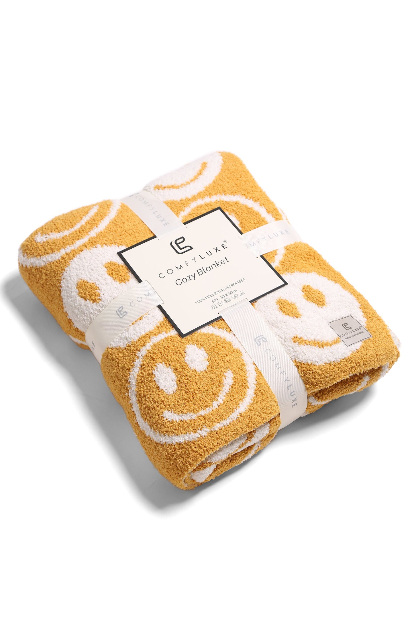 Mini Happy Face Luxe Fleece Throw Blanket – Ultra-Soft Polyester Microfiber, 130×150 cm, Cozy & Stylish Home Décor