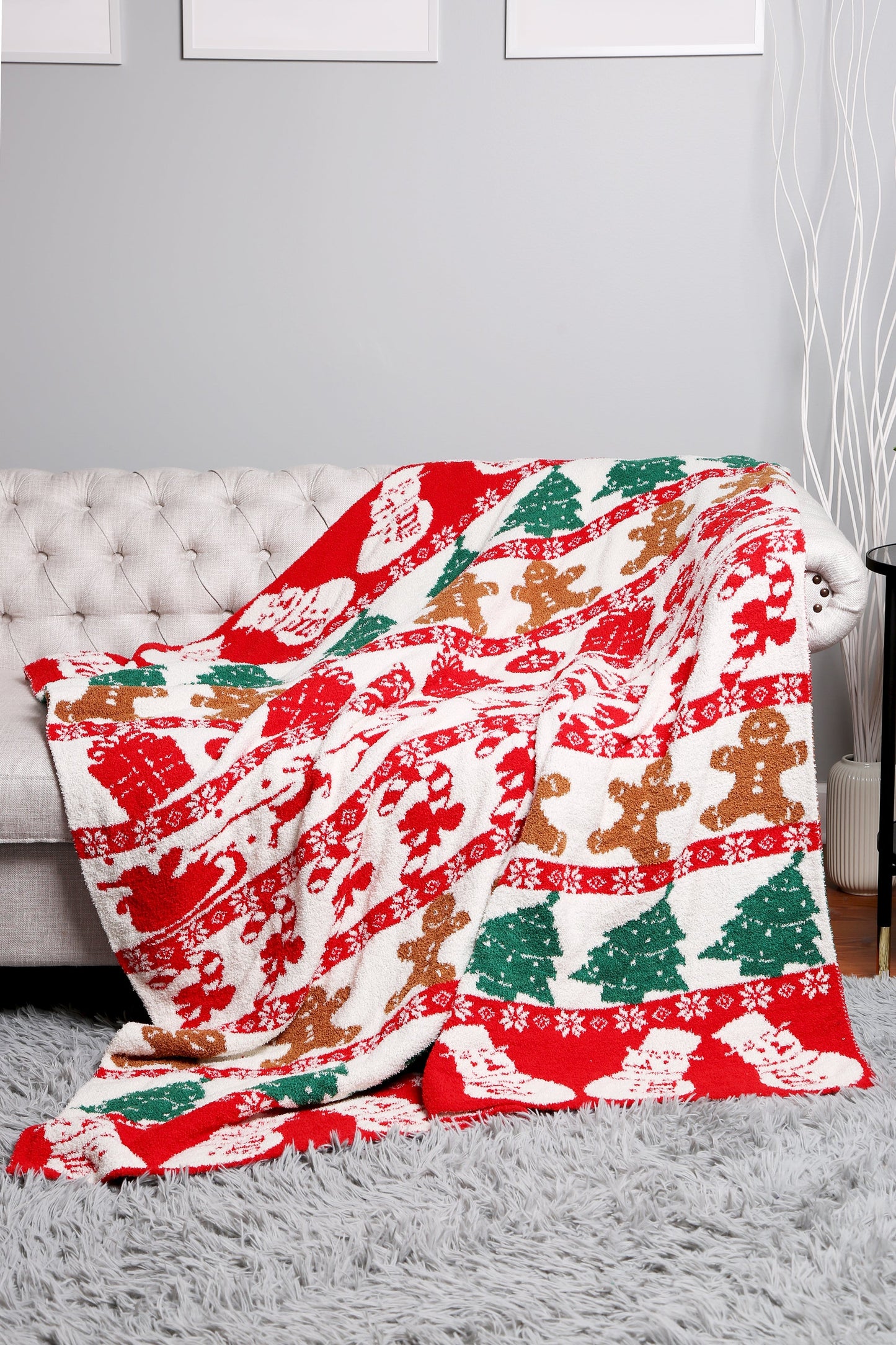 Luxury Christmas Fleece Throw Blanket – Ultra-Soft Plaid Holiday Throw, 50x60 Inch