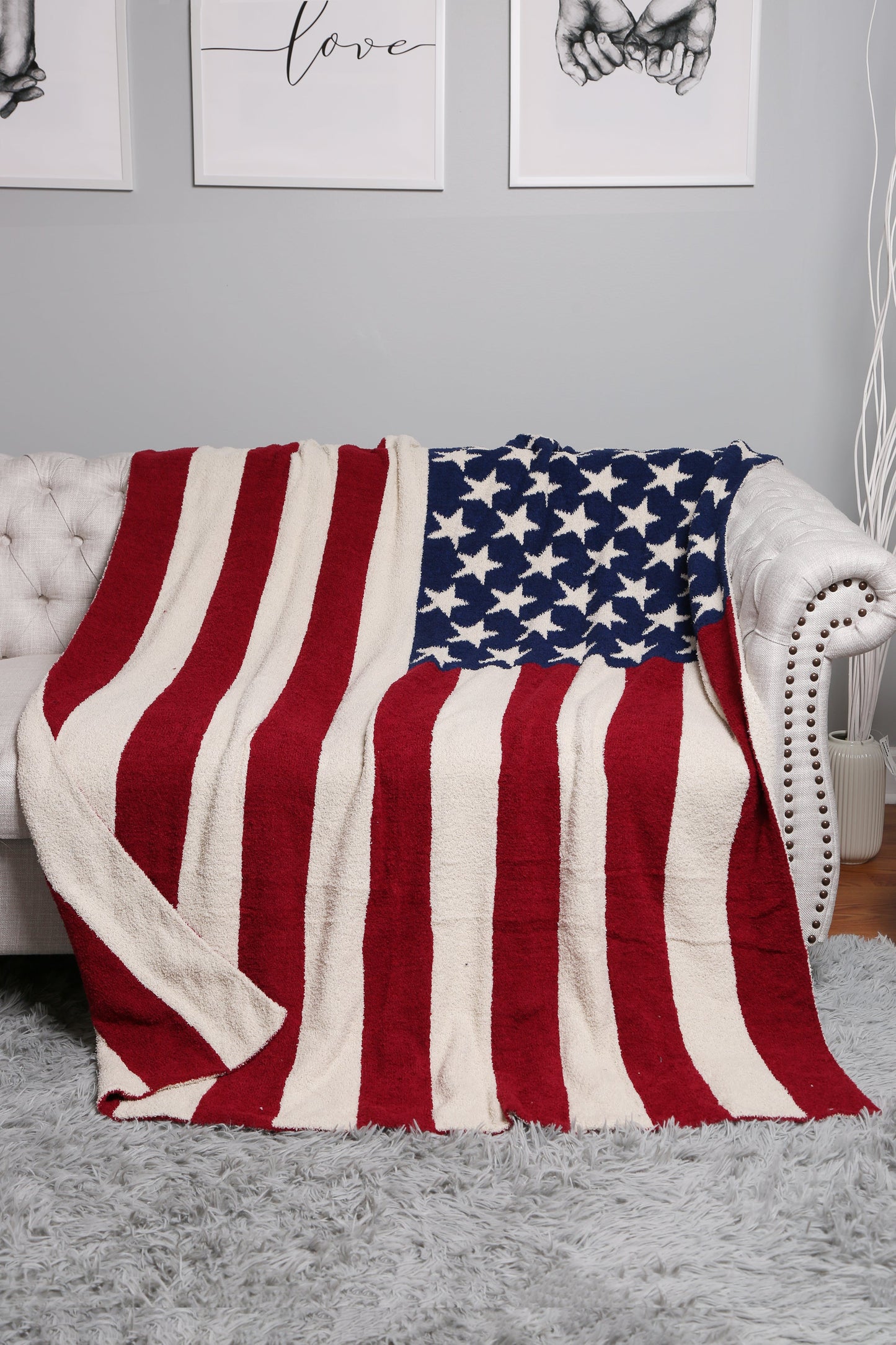 Patriotic American Flag Fleece Throw Blanket