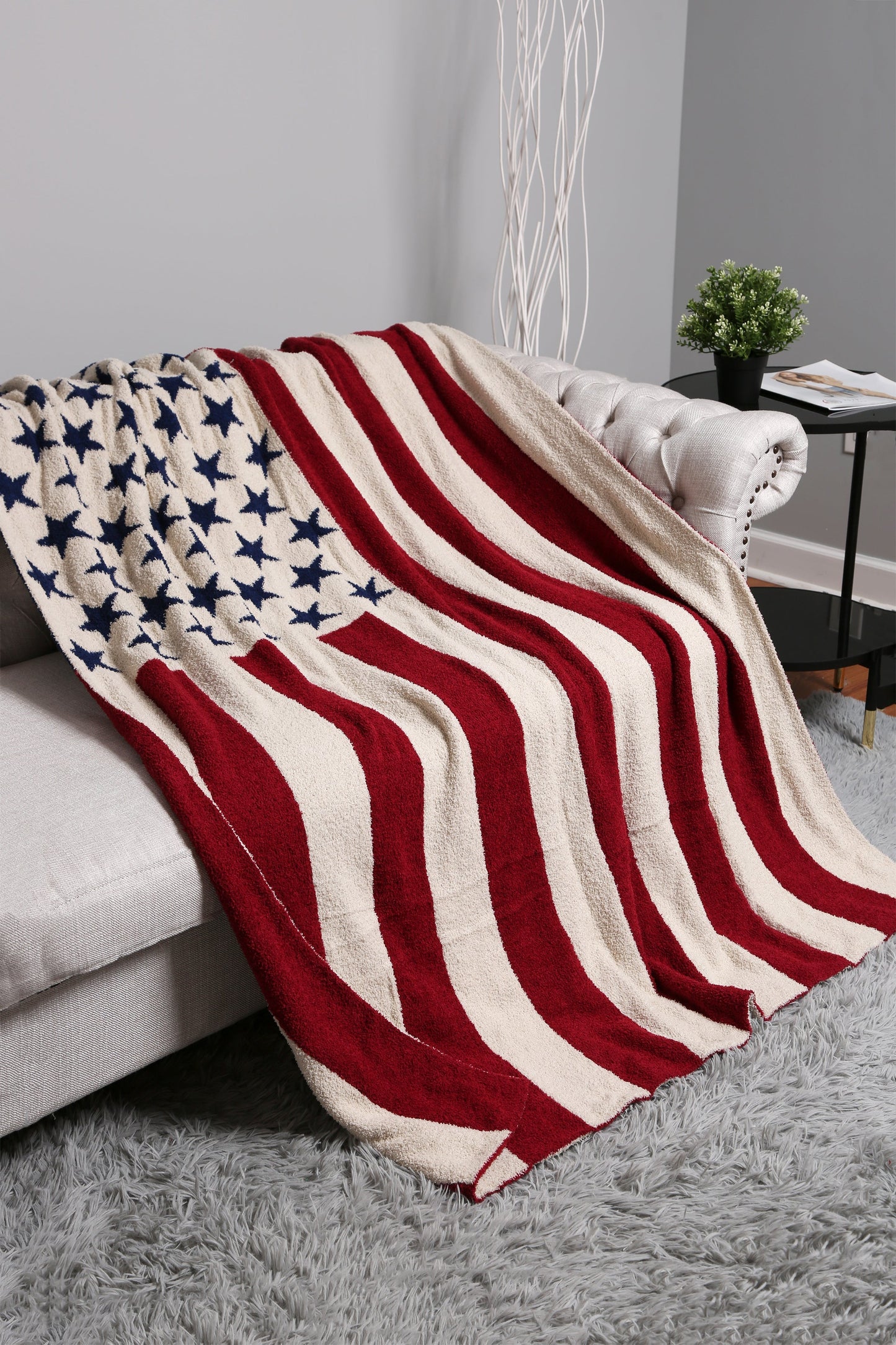 Patriotic American Flag Fleece Throw Blanket