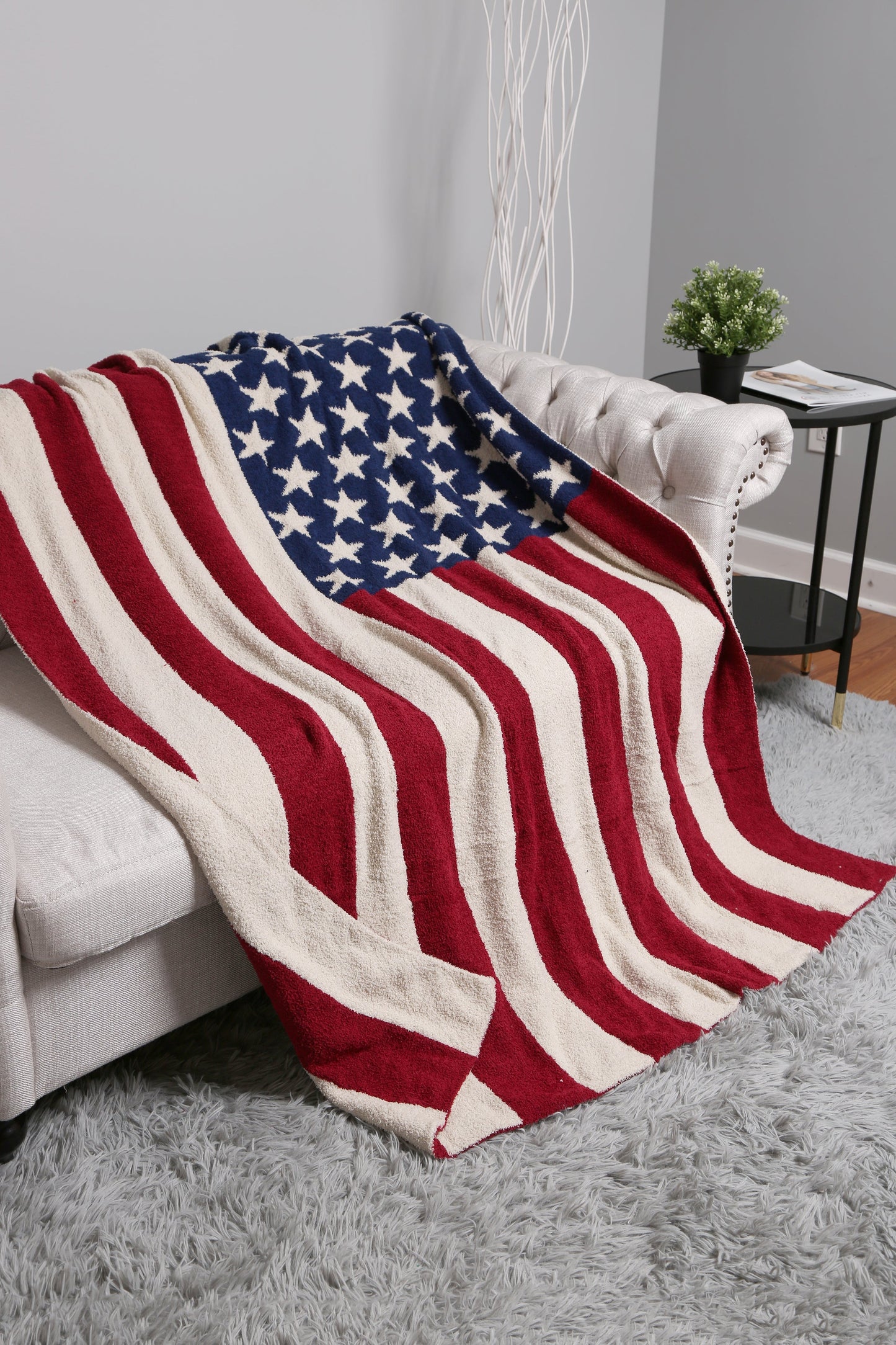 Patriotic American Flag Fleece Throw Blanket
