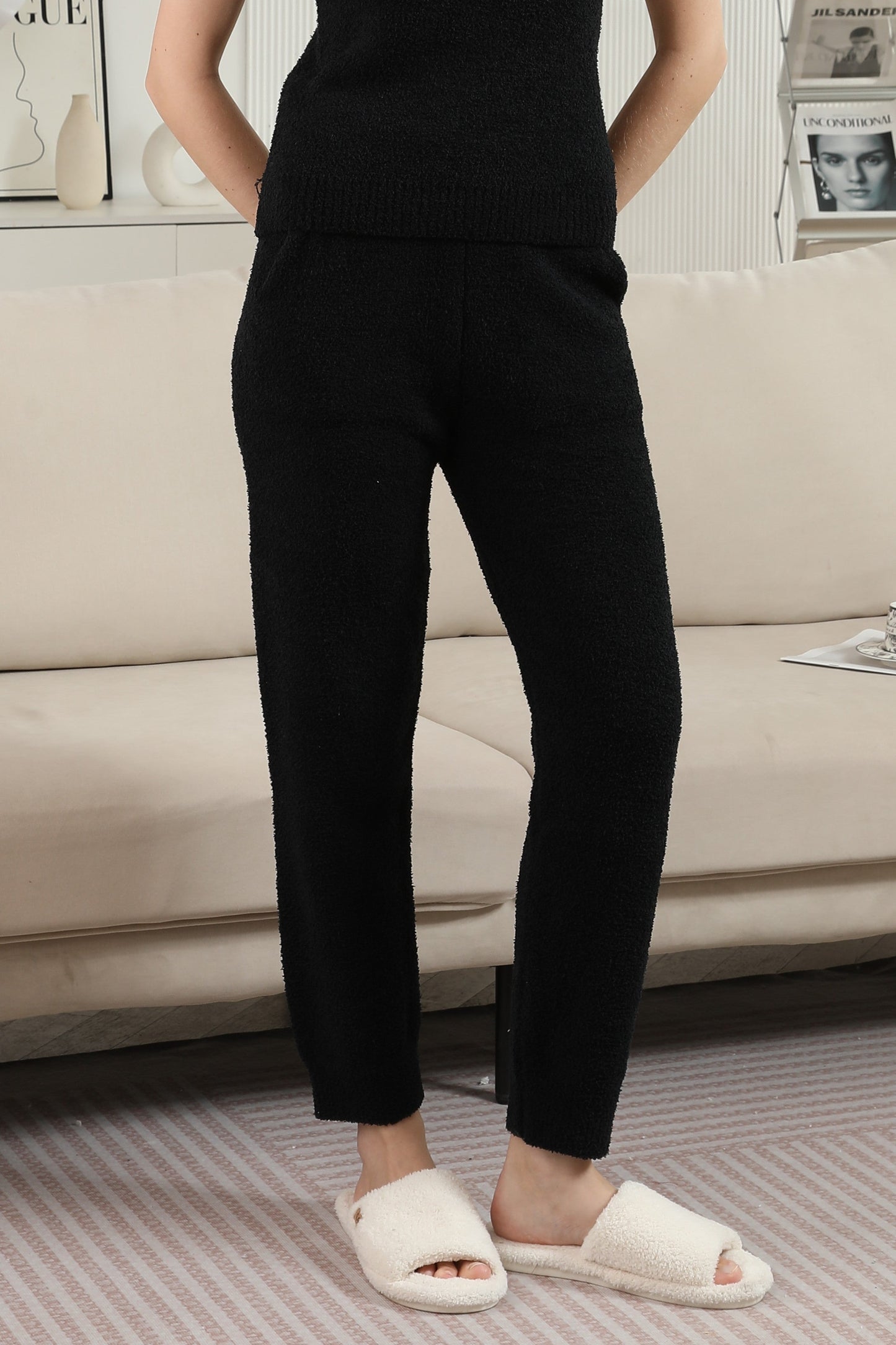 Luxury Women’s Lounge Pants with Pockets – Soft Microfiber Lounge Trousers, Elastic Waistband