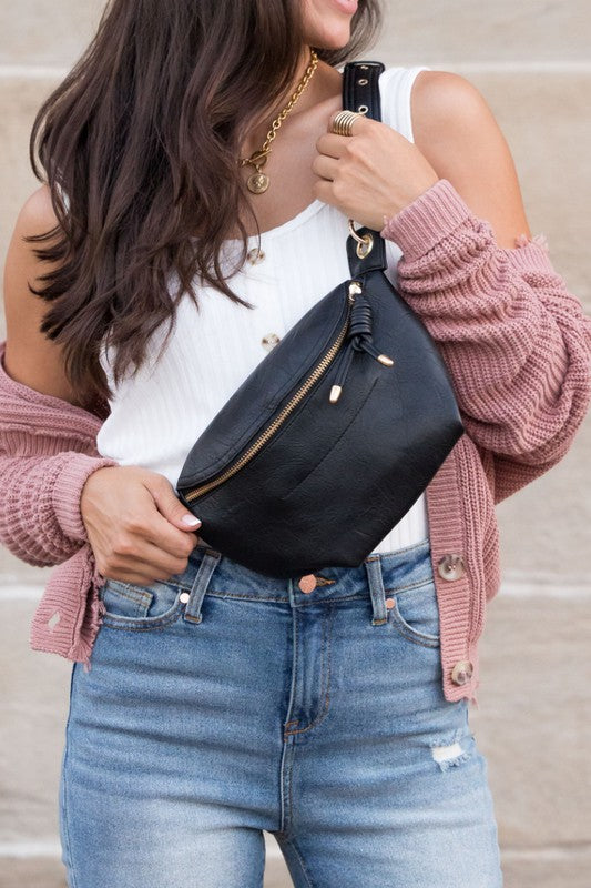 Vegan Leather Convertible Crossbody & Belt Bag – Minimalist, Adjustable Strap, Secure Closure
