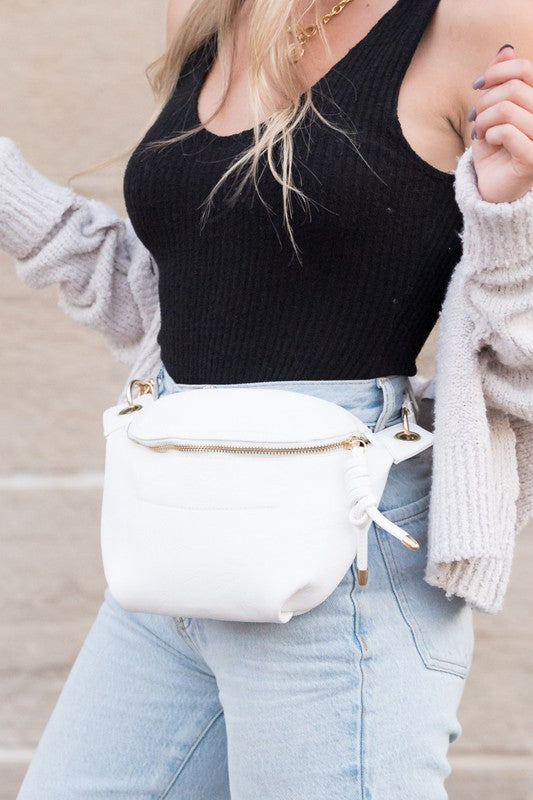 Vegan Leather Convertible Crossbody & Belt Bag – Minimalist, Adjustable Strap, Secure Closure