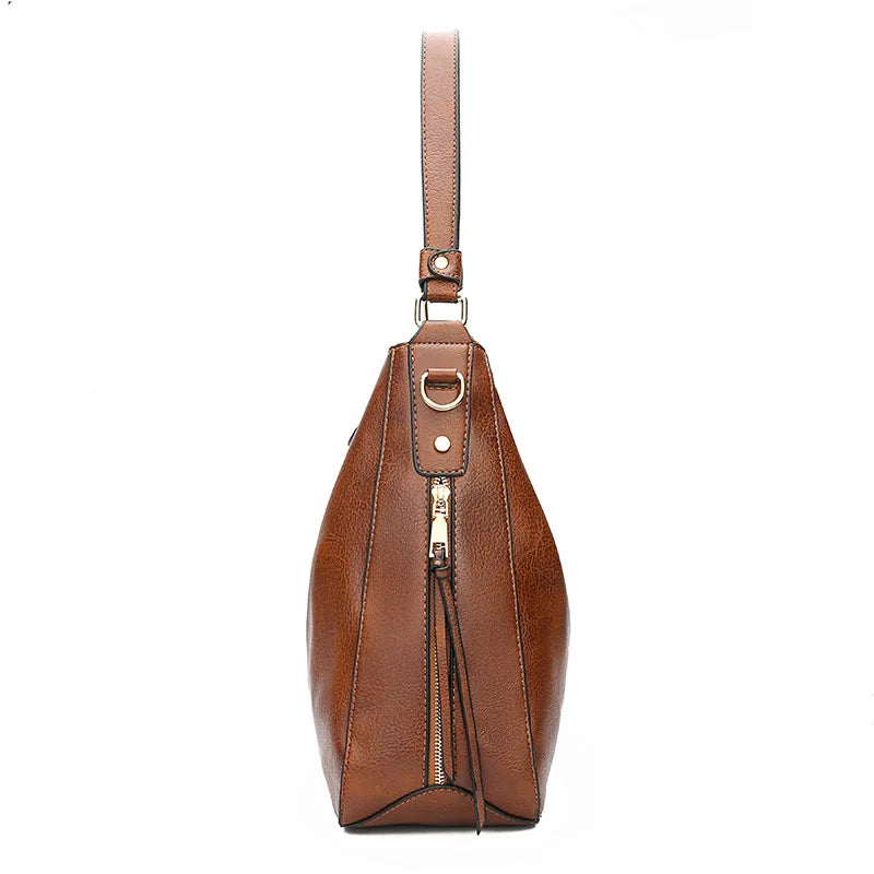 Spacious Luxe Vegan Leather Shoulder Bag – Comfortable Daily Tote with Multiple Pockets
