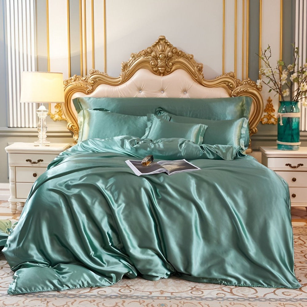 Premium Mulberry Silk Bedding Set – 100% Natural Mulberry Silk Duvet Cover with 2 Pillowcases – Hypoallergenic, Breathable, Temperature-Regulating, and Skin-Friendly
