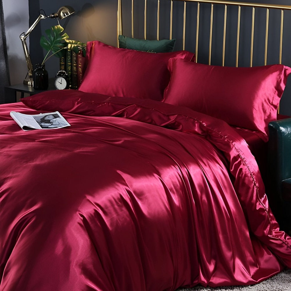 Premium Mulberry Silk Bedding Set – 100% Natural Mulberry Silk Duvet Cover with 2 Pillowcases – Hypoallergenic, Breathable, Temperature-Regulating, and Skin-Friendly