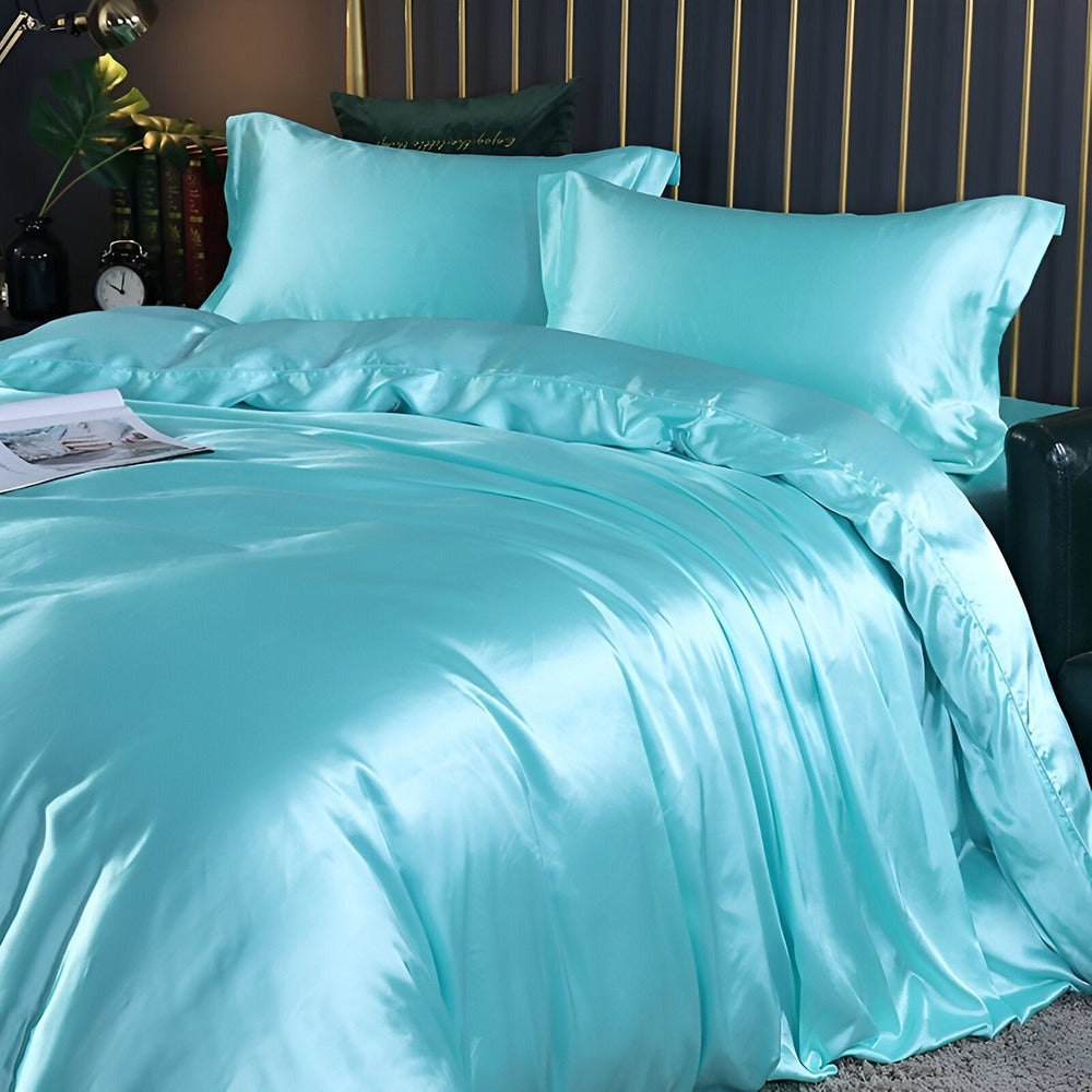 Premium Mulberry Silk Bedding Set – 100% Natural Mulberry Silk Duvet Cover with 2 Pillowcases – Hypoallergenic, Breathable, Temperature-Regulating, and Skin-Friendly