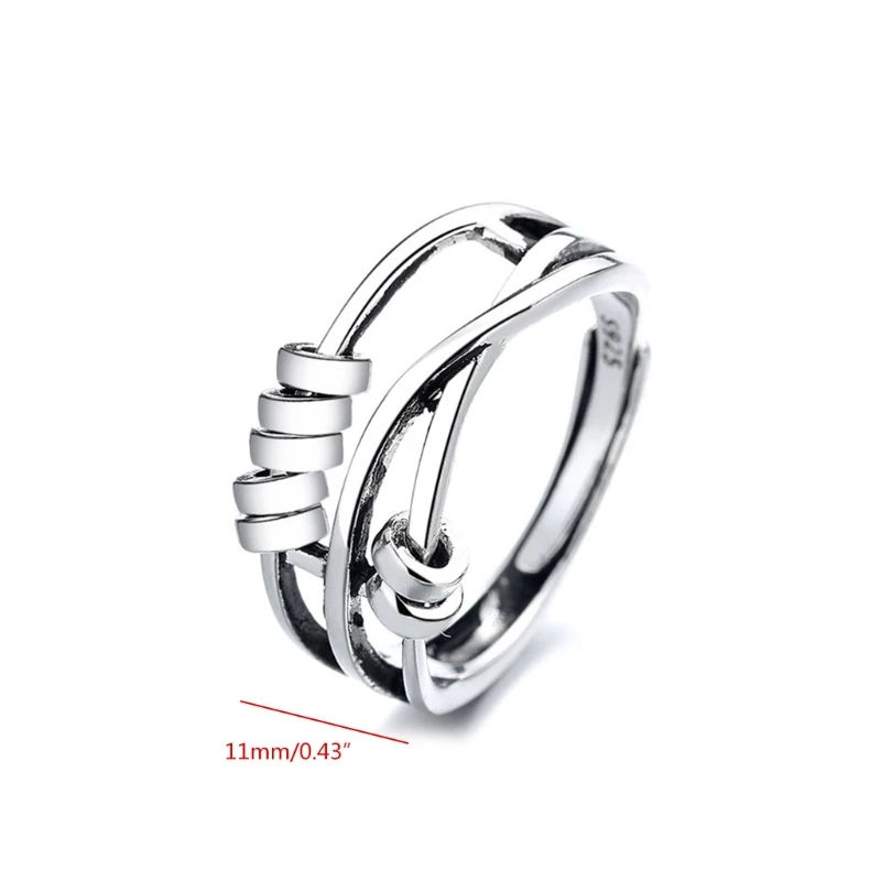 Adjustable Stainless Steel Anti-Stress Ring – Unisex Fidget Spinner Ring with Rotating Beads for Anxiety Relief