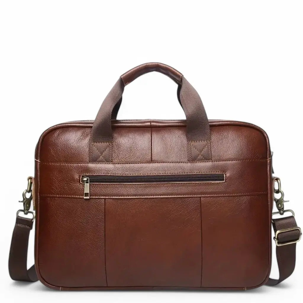 Premium Leather Laptop Bag for Men – 15.6" Briefcase with Padded Compartment & Organizational Features