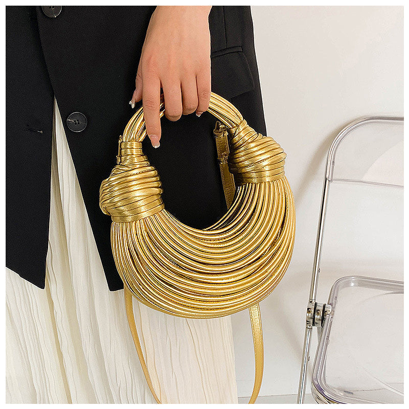 Unique Half-Moon Handbag – Black Vegan Leather Trendy Design