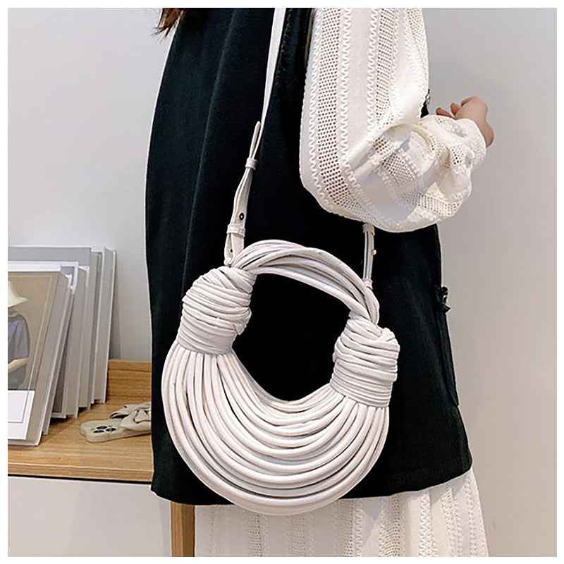 Unique Half-Moon Handbag – Black Vegan Leather Trendy Design