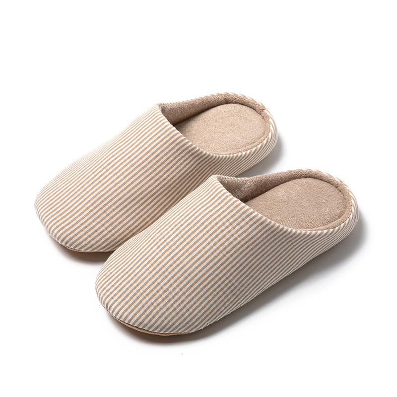 Unisex Striped Indoor Slippers – Cozy Winter House Shoes with Non-Slip Sole