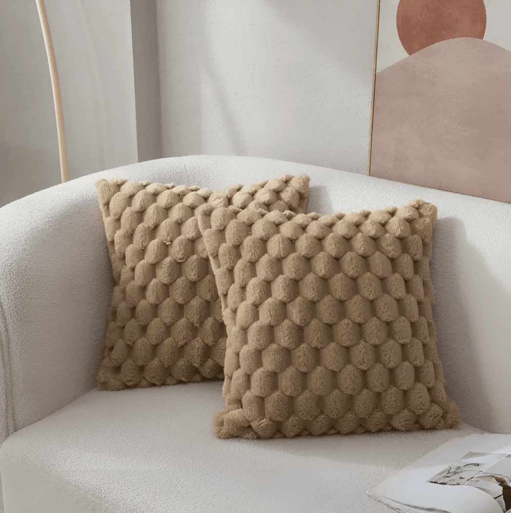 Luxury 3D Fluffy Decorative Pillow Cover 18 × 18 inches – Soft Polyester Cushion Case with Unique Pattern for Sofa, Bed & Living Room Decor