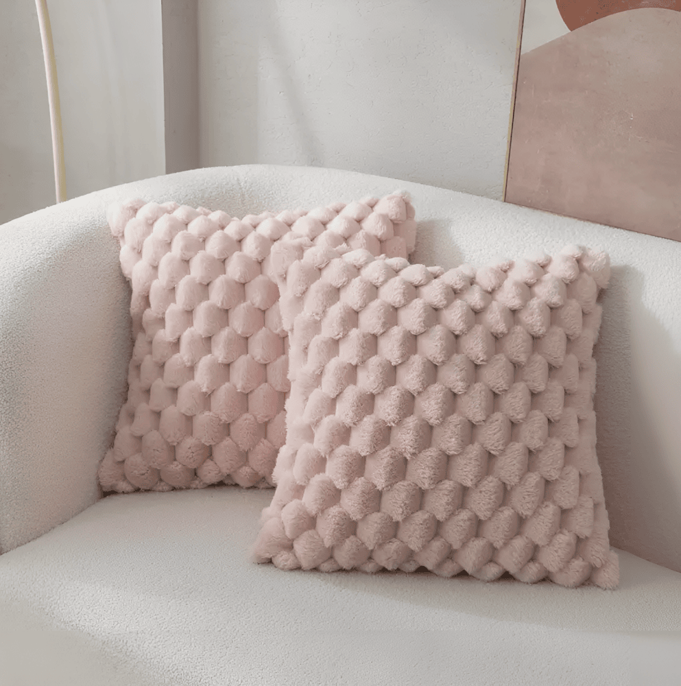 Luxury 3D Fluffy Decorative Pillow Cover 18 × 18 inches – Soft Polyester Cushion Case with Unique Pattern for Sofa, Bed & Living Room Decor