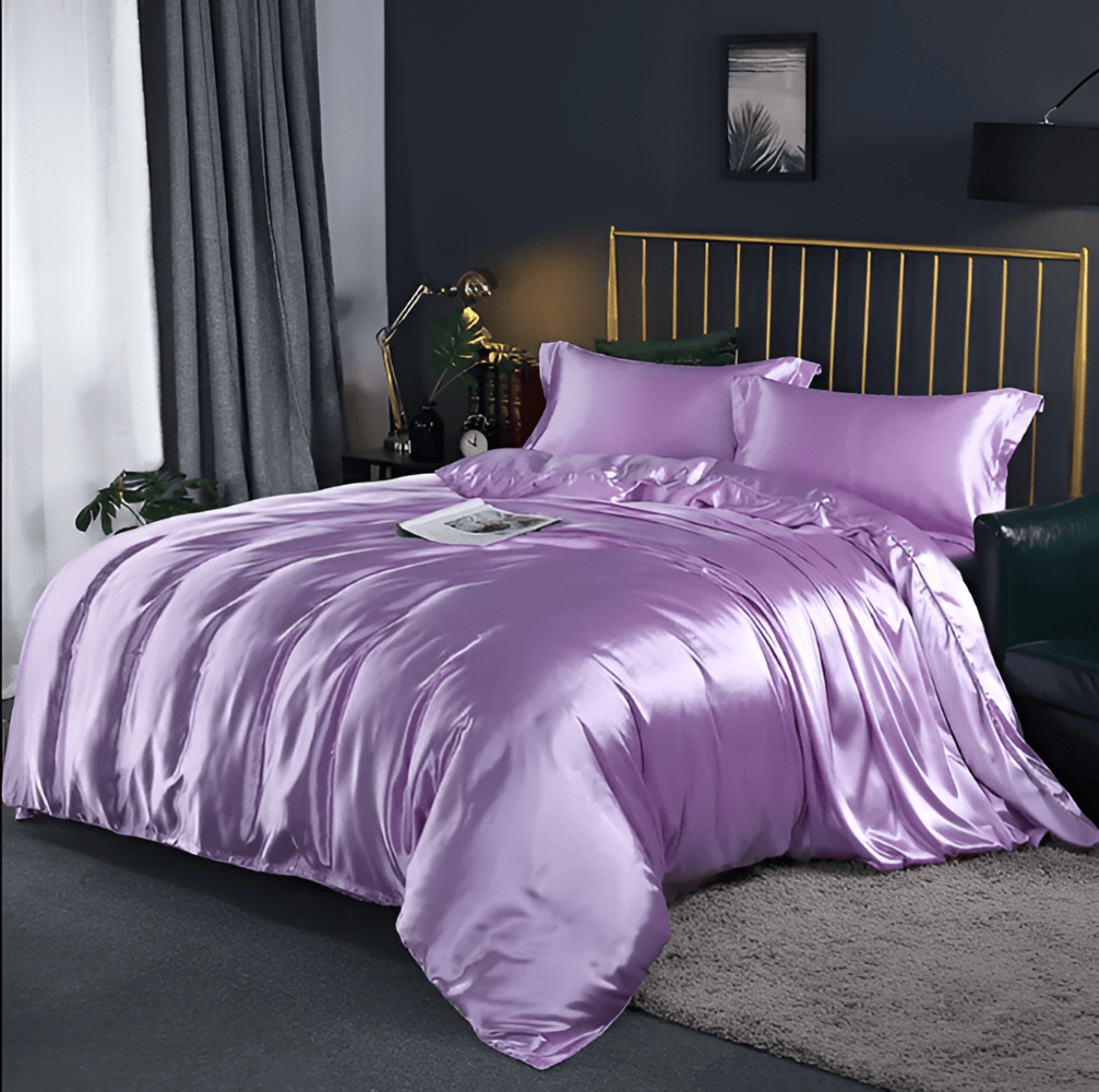 Premium Mulberry Silk Bedding Set – 100% Natural Mulberry Silk Duvet Cover with 2 Pillowcases – Hypoallergenic, Breathable, Temperature-Regulating, and Skin-Friendly