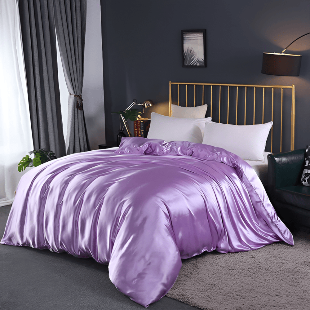 Premium Mulberry Silk Bedding Set – 100% Natural Mulberry Silk Duvet Cover with 2 Pillowcases – Hypoallergenic, Breathable, Temperature-Regulating, and Skin-Friendly