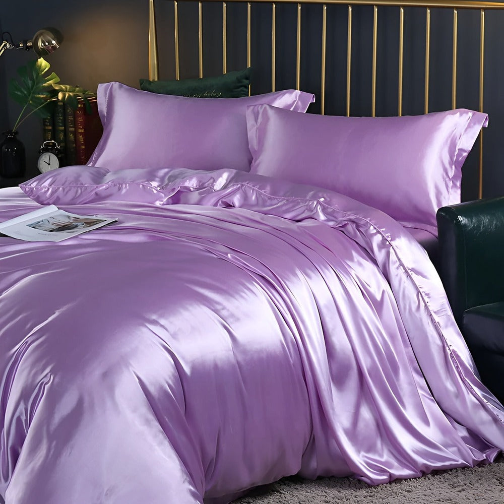 Premium Mulberry Silk Bedding Set – 100% Natural Mulberry Silk Duvet Cover with 2 Pillowcases – Hypoallergenic, Breathable, Temperature-Regulating, and Skin-Friendly