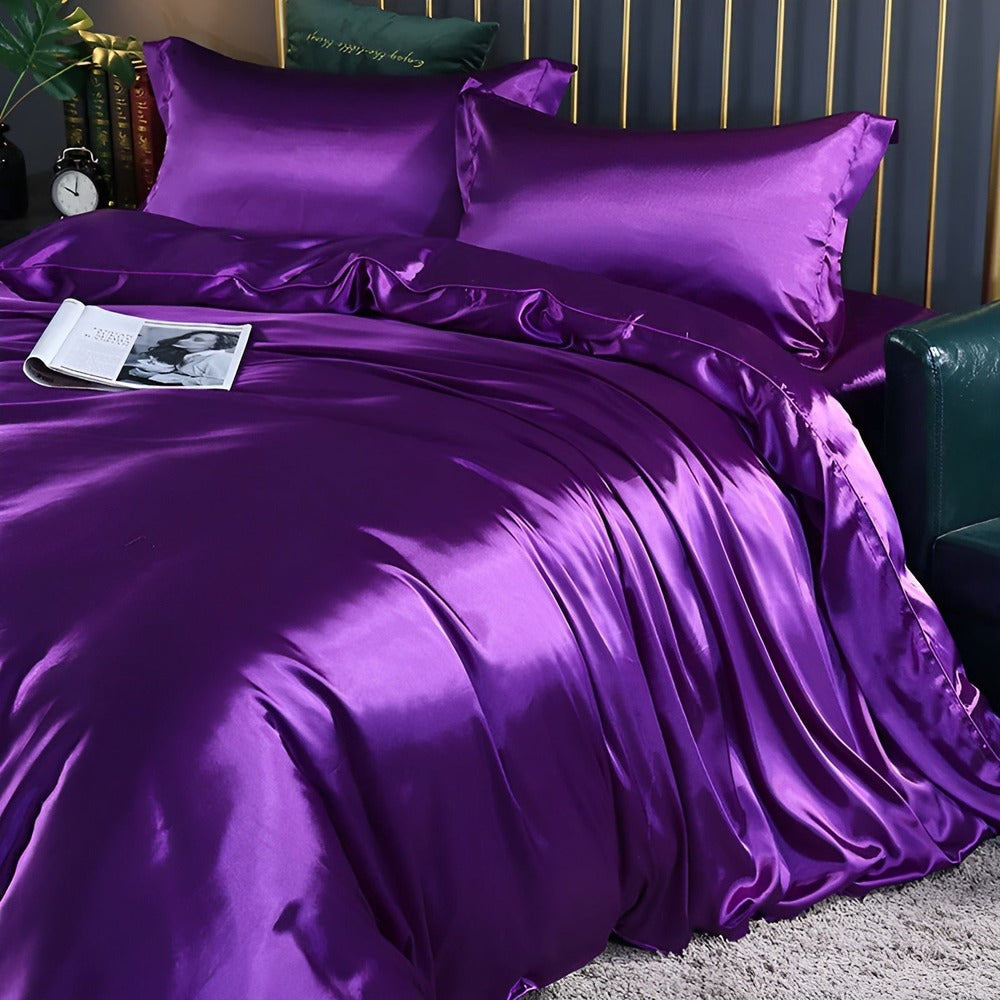 Premium Mulberry Silk Bedding Set – 100% Natural Mulberry Silk Duvet Cover with 2 Pillowcases – Hypoallergenic, Breathable, Temperature-Regulating, and Skin-Friendly