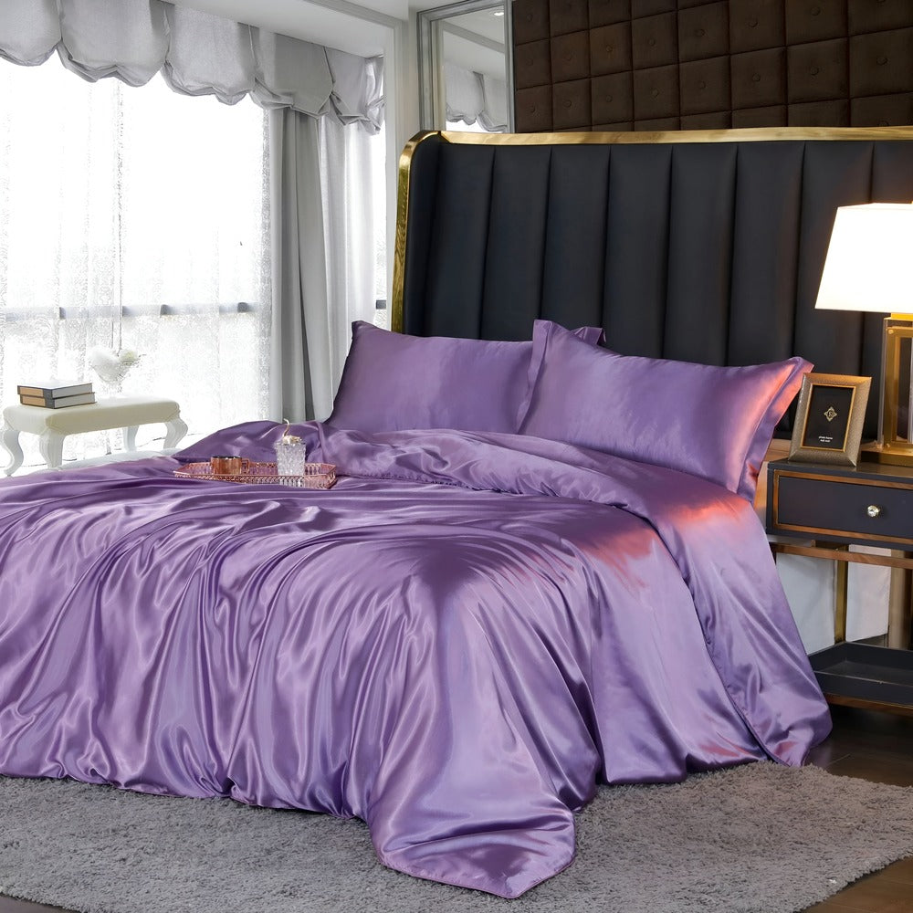 Premium Mulberry Silk Bedding Set – 100% Natural Mulberry Silk Duvet Cover with 2 Pillowcases – Hypoallergenic, Breathable, Temperature-Regulating, and Skin-Friendly