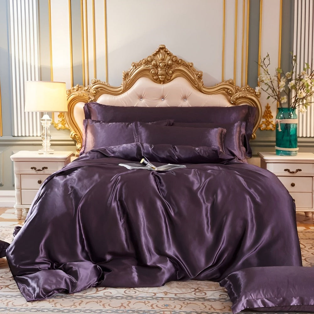 Premium Mulberry Silk Bedding Set – 100% Natural Mulberry Silk Duvet Cover with 2 Pillowcases – Hypoallergenic, Breathable, Temperature-Regulating, and Skin-Friendly