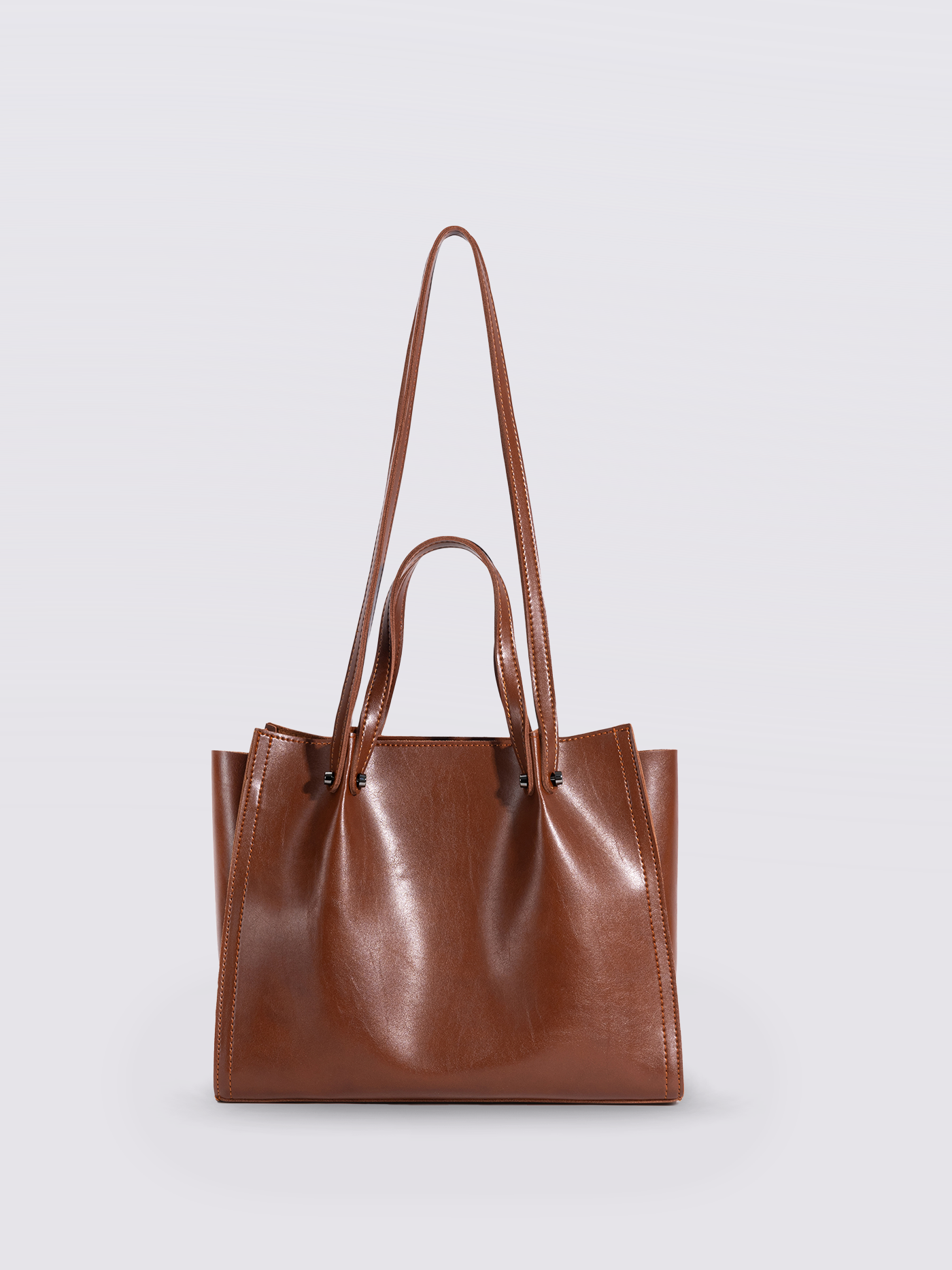 Black Leather Shopper Bag – Minimalist Tote, Spacious Work & Daily Carry