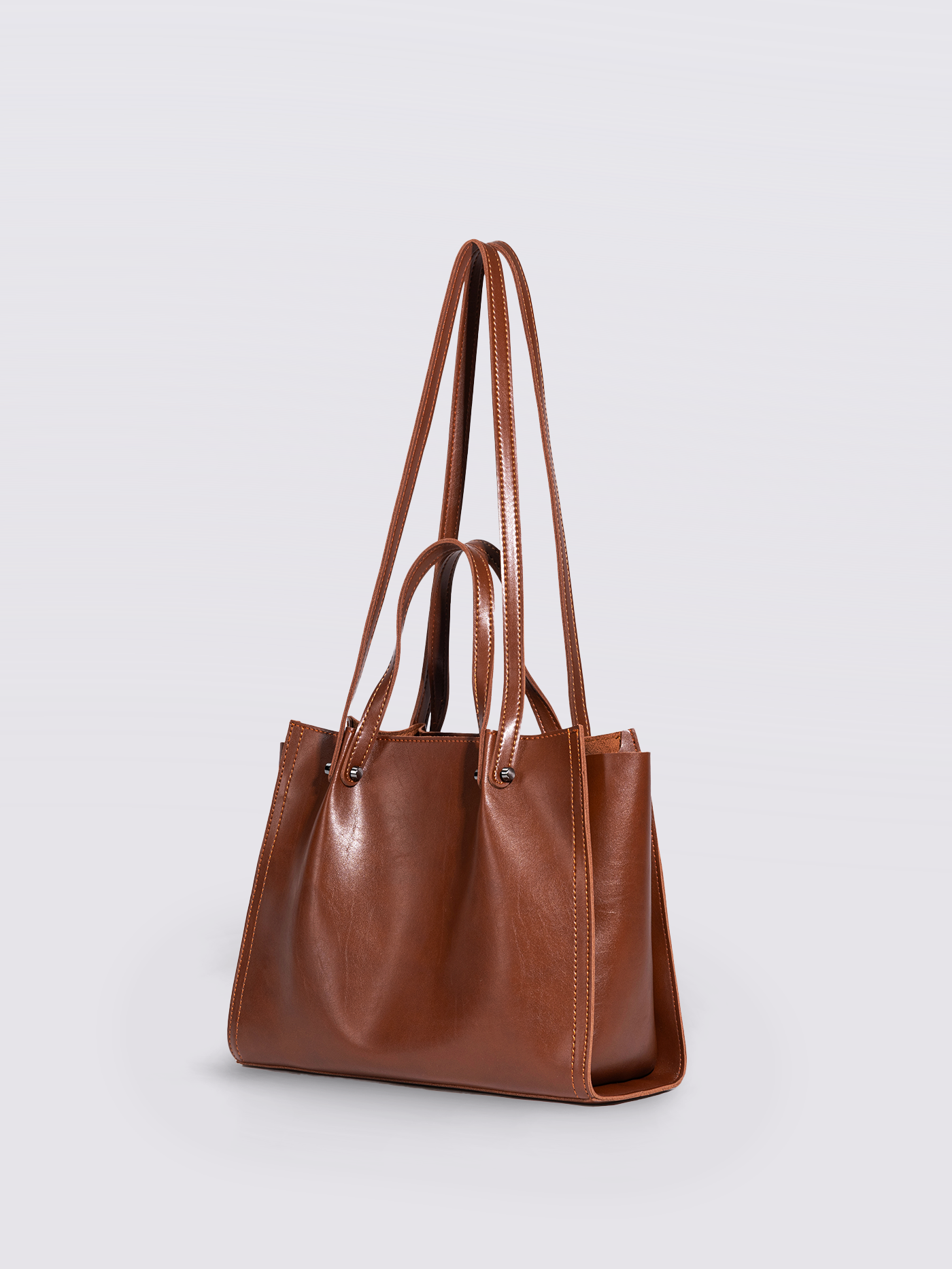 Black Leather Shopper Bag – Minimalist Tote, Spacious Work & Daily Carry
