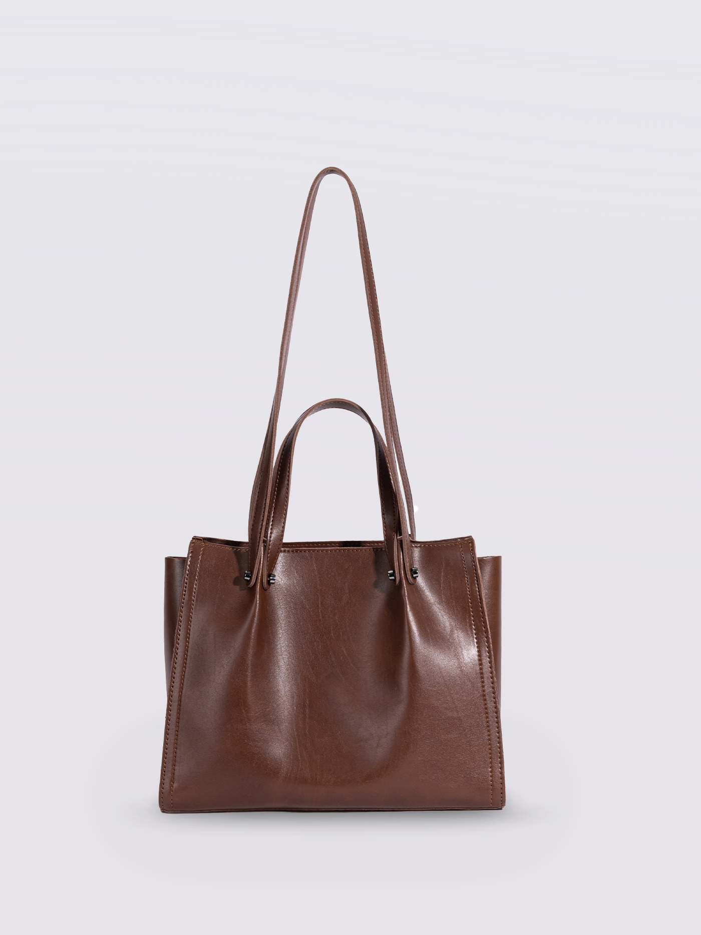 Black Leather Shopper Bag – Minimalist Tote, Spacious Work & Daily Carry