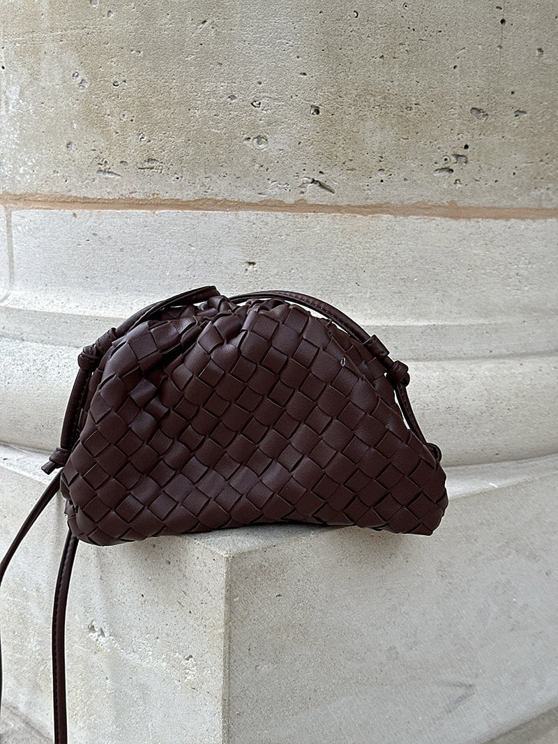 Amelia Mini Vegan Leather Shoulder Bag – Compact Woven Crossbody for Women
