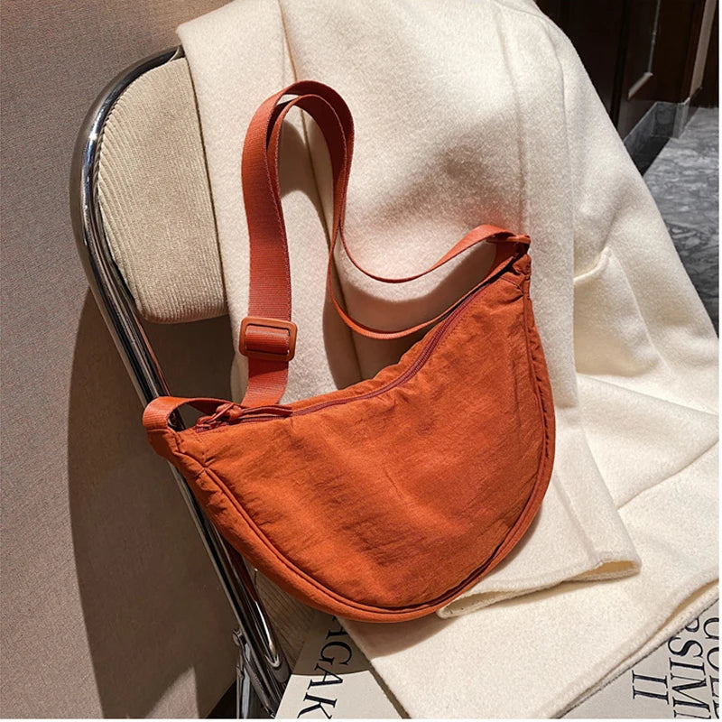 Orange Round Shoulder Bag – Trendy Minimalist Crossbody / Everyday Bag