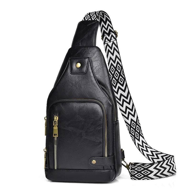 Vintage PU Leather Crossbody Sling Bag with Wide Strap & Multiple Compartments – Adjustable Shoulder / Crossbody, Stylish Everyday Bag