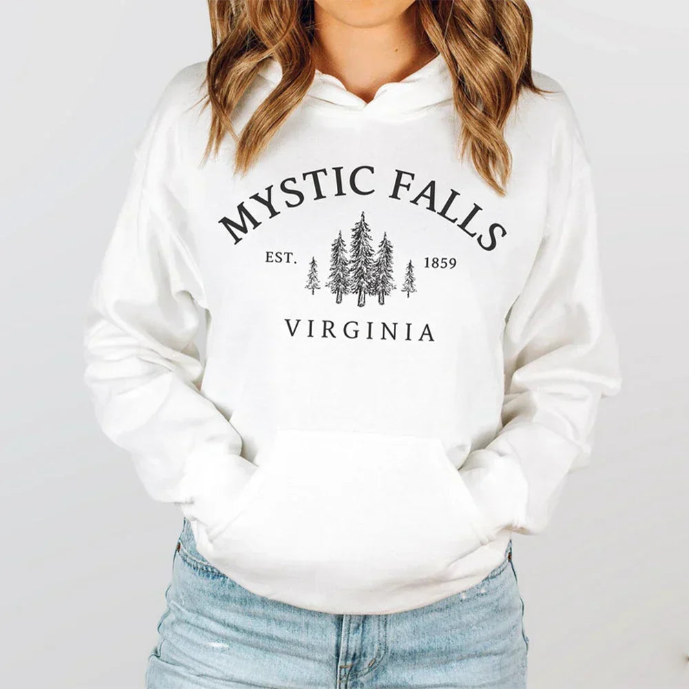 Title Mystic Falls Virginia Hoodie Salvatores Shirt Unisex Long Sleeve Crew Neck Pullovers Hoodies Casual Sweater For Vampire Fans