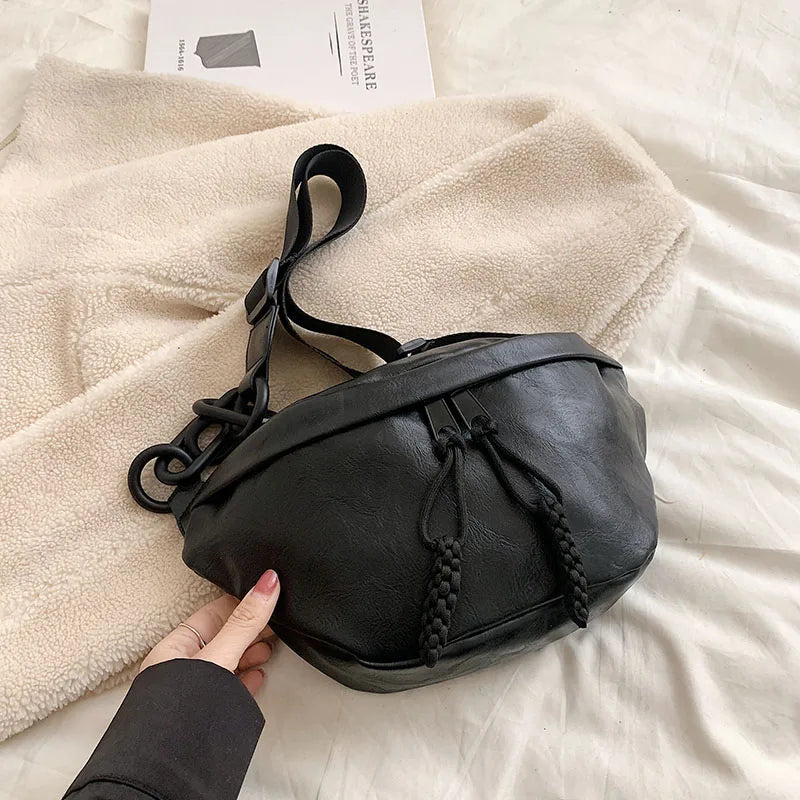 Vintage Leather Fanny Pack – Adjustable Crossbody Belt Bag for Women & Men
