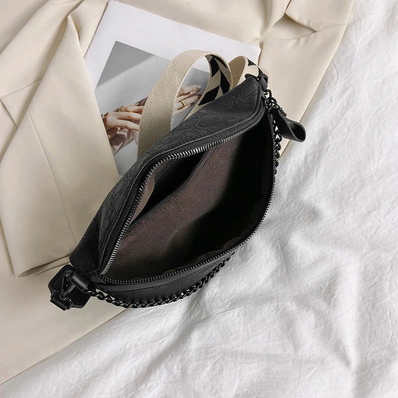 Trendy Crossbody Shoulder Bag with Chain Strap & Detachable Pouch – Versatile Waist, Shoulder, or Crossbody Wear